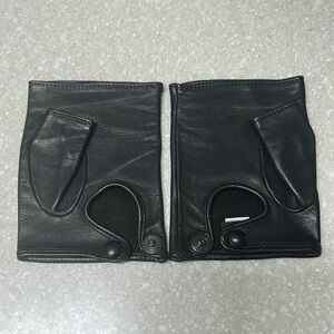 Sermonetta Black Leather Fingerless Gloves